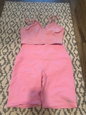 ALO Yoga Pink shorts and sports bra